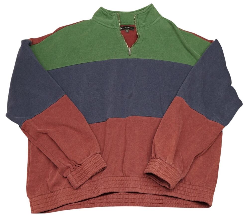 L.A. Hearts Quarter Zip Sweater Navy blue, Green and red Women's Medium